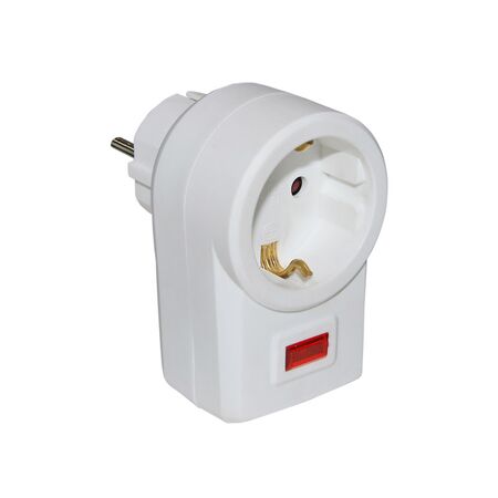 Adaptor with one schuko and surge protection white color