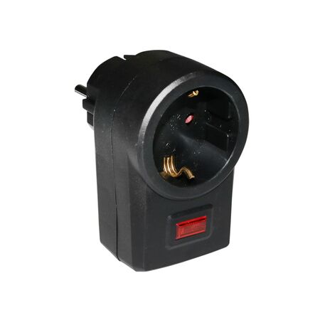 Adaptor with one schuko and surge protection black color