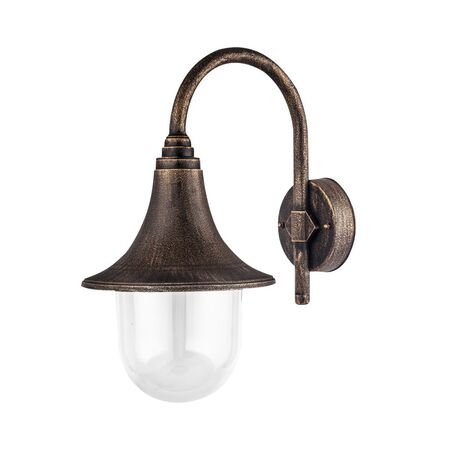 LANTERN PC WALL FIXTURE ROUND WITH ARM E27 IP44 RUSTIC