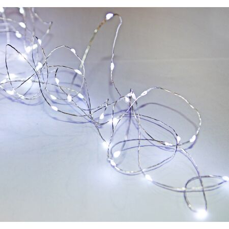 100 micro LED string light-silver wire with program & static Cool white IP44