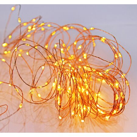 200 micro LED string light-copper wire with program & static Golden 2200K IP44