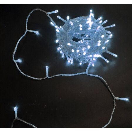 100 mini LED string light-with program & static transparent cable Cool white IP44