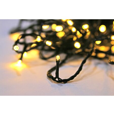 100 LED connectable string light-with program&static w/out power supply green cable 5m Warm white IP44