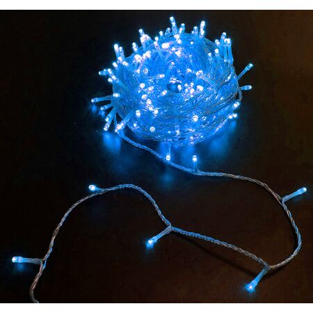 200 mini LED string light-with program & static transparent cable Blue IP44