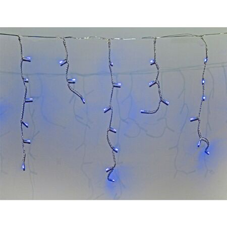 100 LED connectable icicle light-with program&static w/out power supply transparent cable Blue IP44