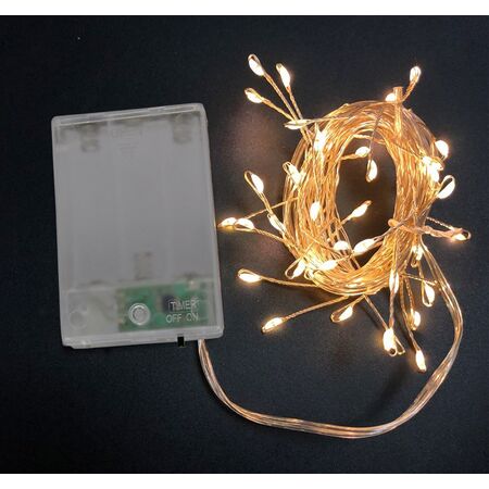 50 micro LED string light-silver wire battery operated Static Warm white IP20