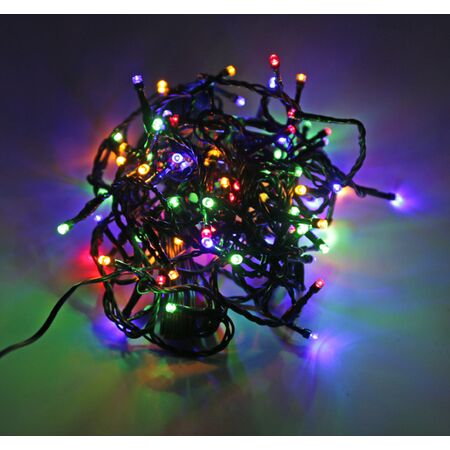 100 LED connectable string light-with program&static w/out power supply green cable 5m Multicolour IP44