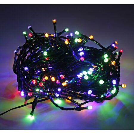 200 mini LED string light-with program & static green cable Multicolour IP44