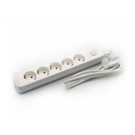 Multisocket with switch 3x1.5mm² 1.5m cable 5schuko white/grey
