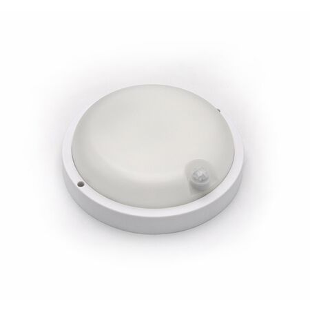 Led bulkhead ceiling mounted light round with PIR sensor, PP base, PC cover,IP54 18W Φ200x55mm 230V 4000k white