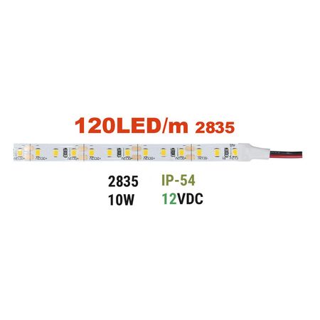 Led strip 5m 12VDC 10W/m 120LED/m warm white IP54