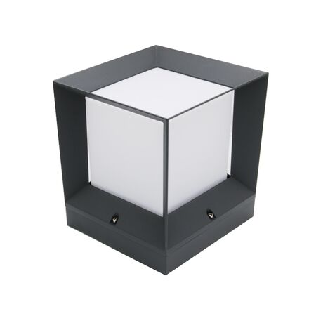 Ground Aluminum Square mega Lighting Fitting D220 h270 7321 E27 IP44 milky PC dark grey body