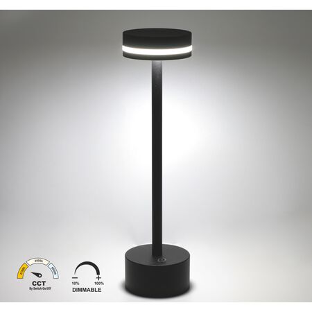 LED ΠΟΡΤΑΤΙΦ ΕΠΑΝΑΦΟΡΤΙΖΟΜΕΝΟ 2W CCT DIMMABLE ΜΑΥΡΟ