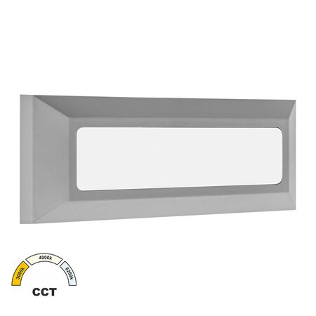 LED ΦΩΤΙΣΤΙΚΟ PC ΕΠΙΤΟΙΧΟ ΟΡΘΟΓΩΝΙΟ 4W CCT IP65 ΓΚΡΙ