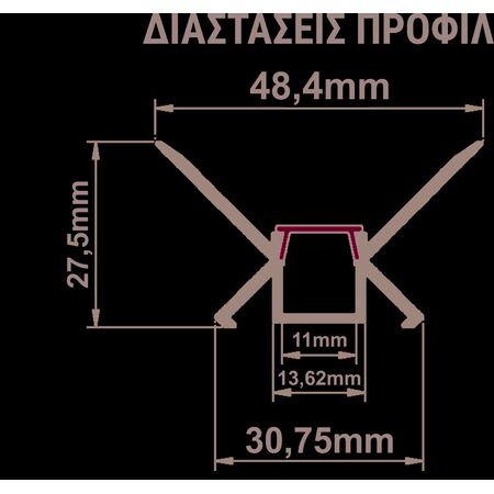 ΠΡΟΦΙΛ ΑΛΟΥΜ.ΓΥΨ/ΔΑΣ ΓΩΝΙΑ 2μ ΕΣΩΤ.ΓΙΑ ΤΑΙΝ εως11mm w:11 h:27.5