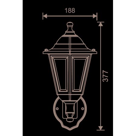LANTERN WALL PC FIXTURE HEXAGON REVERSIBLE E27 IP44 BLACK
