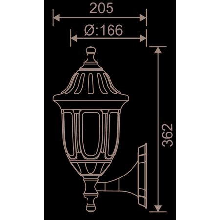 LANTERN PC WALL FIXTURE ROUND REVERSIBLE E27 IP44 BLACK