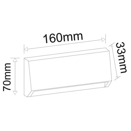 LED LUMINAIRY PC WALL INDIRECT LIGHTING CURVED RECTANGLE 3W CCT IP65 GRAPHITE