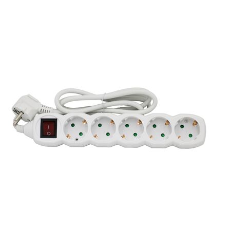 Multisocket with switch 3x1.5mm² 1.5m cable 5schuko white Multisocket with switch 3x1.5mm² 1.5m cable 5schuko white