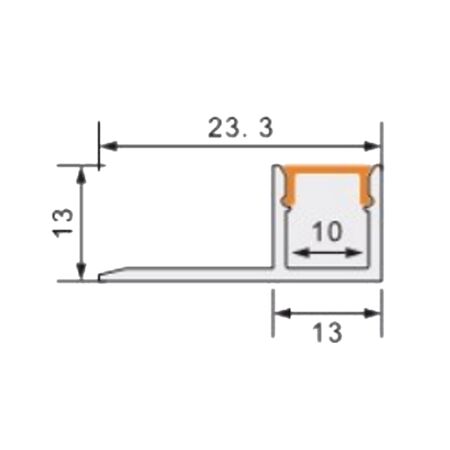 Tile Trim Led profiles one wing for led strips max W:10mm SET