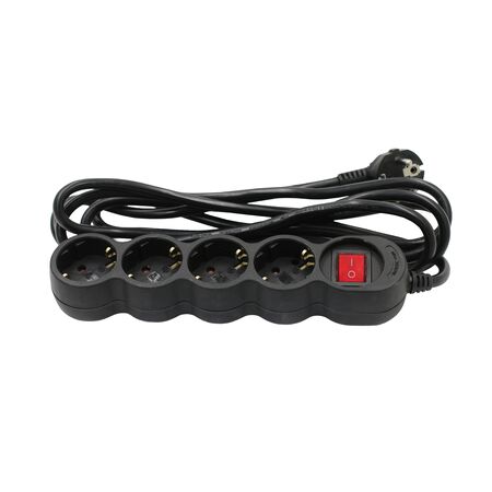 ΠΟΛΥΠΡΙΖΟ ΜΕ ΔΙΑΚΟΠΤΗ+ΚΑΛΩΔΙΟ 3x1.5mm² 3μ 4 ΣΟΥΚΟ ΜΑΥΡΟ