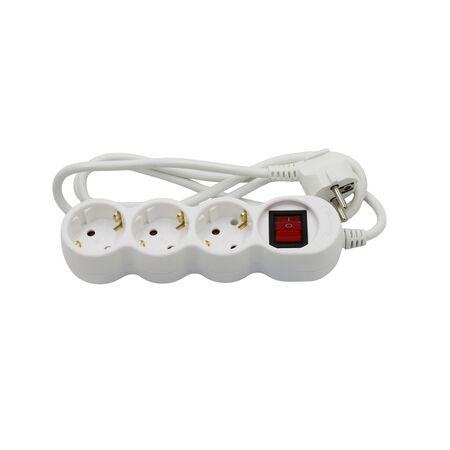 ΠΟΛΥΠΡΙΖΟ ΜΕ ΔΙΑΚΟΠΤΗ+ΚΑΛΩΔΙΟ 3x1mm² 1.5μ 3 ΣΟΥΚΟ ΛΕΥΚΟ