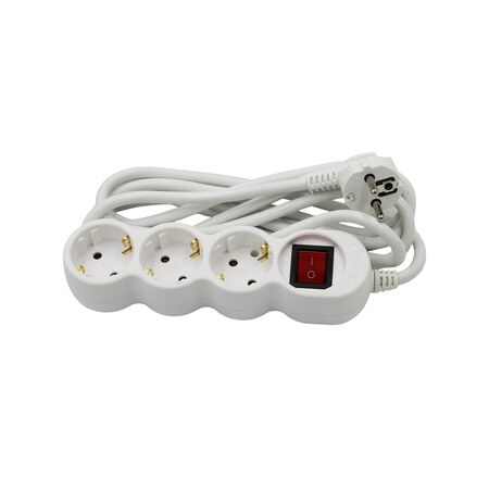 ΠΟΛΥΠΡΙΖΟ ΜΕ ΔΙΑΚΟΠΤΗ+ΚΑΛΩΔΙΟ 3x1.5mm² 3μ 3 ΣΟΥΚΟ ΛΕΥΚΟ