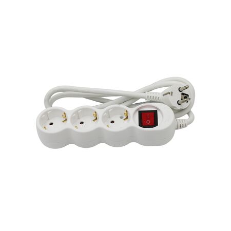 ΠΟΛΥΠΡΙΖΟ ΜΕ ΔΙΑΚΟΠΤΗ+ΚΑΛΩΔΙΟ 3x1.5mm² 1.5μ 3 ΣΟΥΚΟ ΛΕΥΚΟ