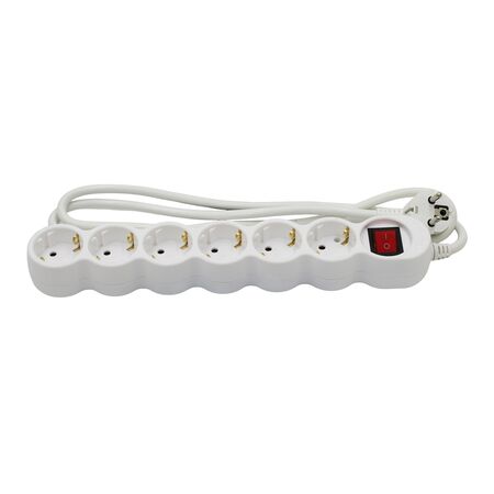ΠΟΛΥΠΡΙΖΟ ΜΕ ΔΙΑΚΟΠΤΗ+ΚΑΛΩΔΙΟ 3x1.5mm² 1.5μ 6 ΣΟΥΚΟ ΛΕΥΚΟ