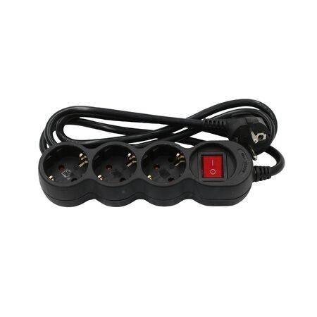 ΠΟΛΥΠΡΙΖΟ ΜΕ ΔΙΑΚΟΠΤΗ+ΚΑΛΩΔΙΟ 3x1.5mm² 1.5μ 3 ΣΟΥΚΟ ΜΑΥΡΟ