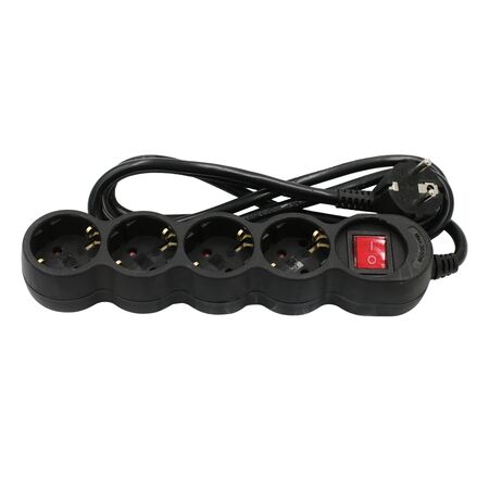 ΠΟΛΥΠΡΙΖΟ ΜΕ ΔΙΑΚΟΠΤΗ+ΚΑΛΩΔΙΟ 3x1.5mm² 1.5μ 4 ΣΟΥΚΟ ΜΑΥΡΟ