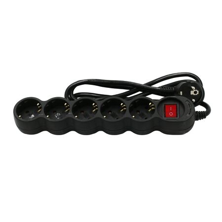 ΠΟΛΥΠΡΙΖΟ ΜΕ ΔΙΑΚΟΠΤΗ+ΚΑΛΩΔΙΟ 3x1.5mm² 1.5μ 5 ΣΟΥΚΟ ΜΑΥΡΟ
